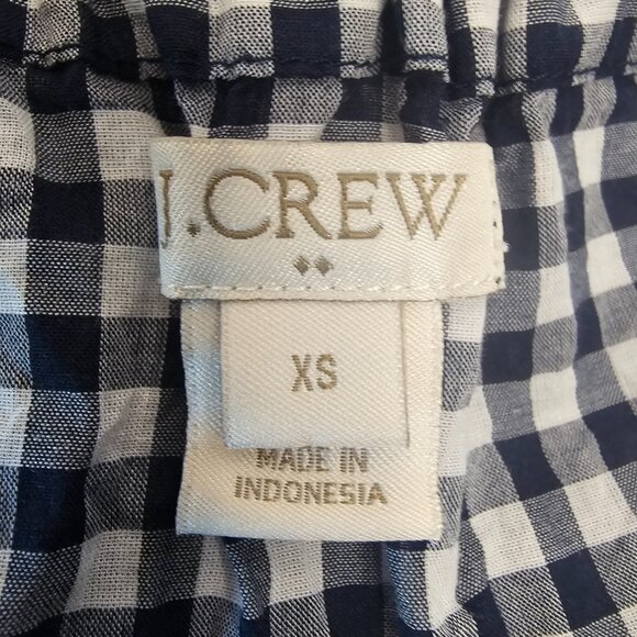 J. CREW GINGHAM ROMPER NAVY/WHITE COTTON DRAWSTRING WAIST SZ XS 3" INSEAM - Picture 7 of 13
